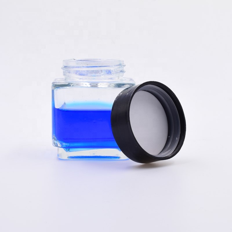 free sample 3 oz 90 ml clear square child resistant packaging hemp jars airtight CBD kush flower packaging glass jar with CR lid