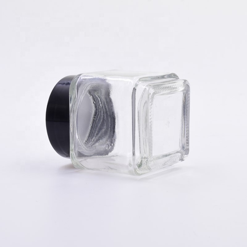free sample 3 oz 90 ml clear square child resistant packaging hemp jars airtight CBD kush flower packaging glass jar with CR lid