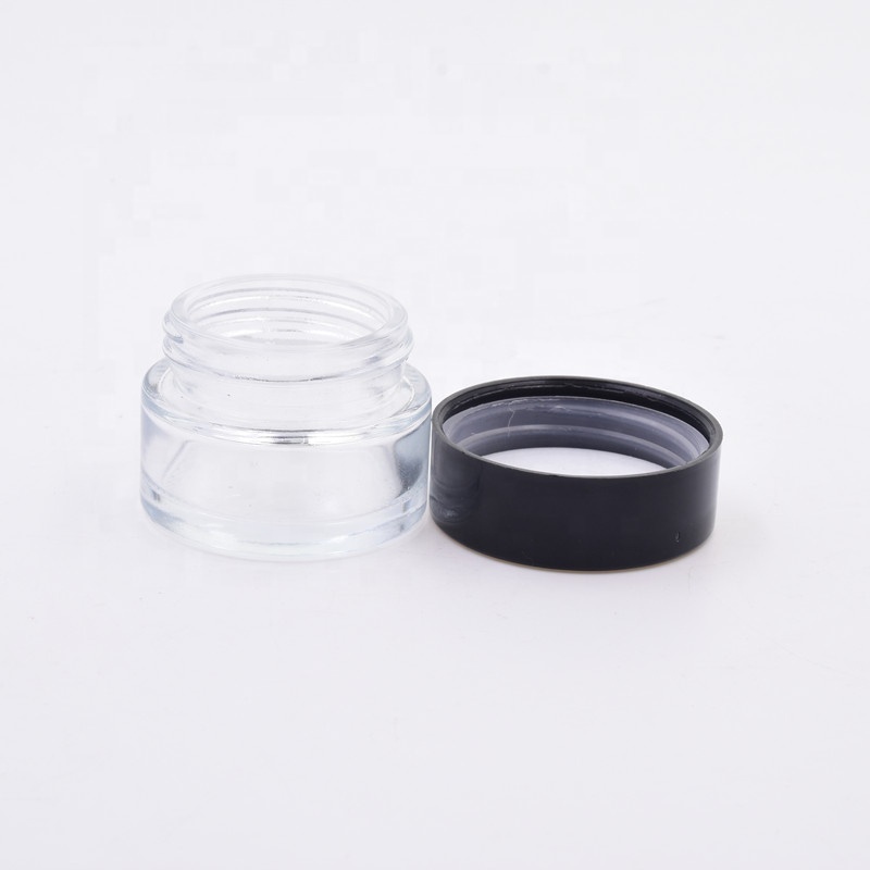 free sample 30 ml 1 oz clear round kush flower packaging cosmetic jar food storage sustainable glass jar with child proof lid