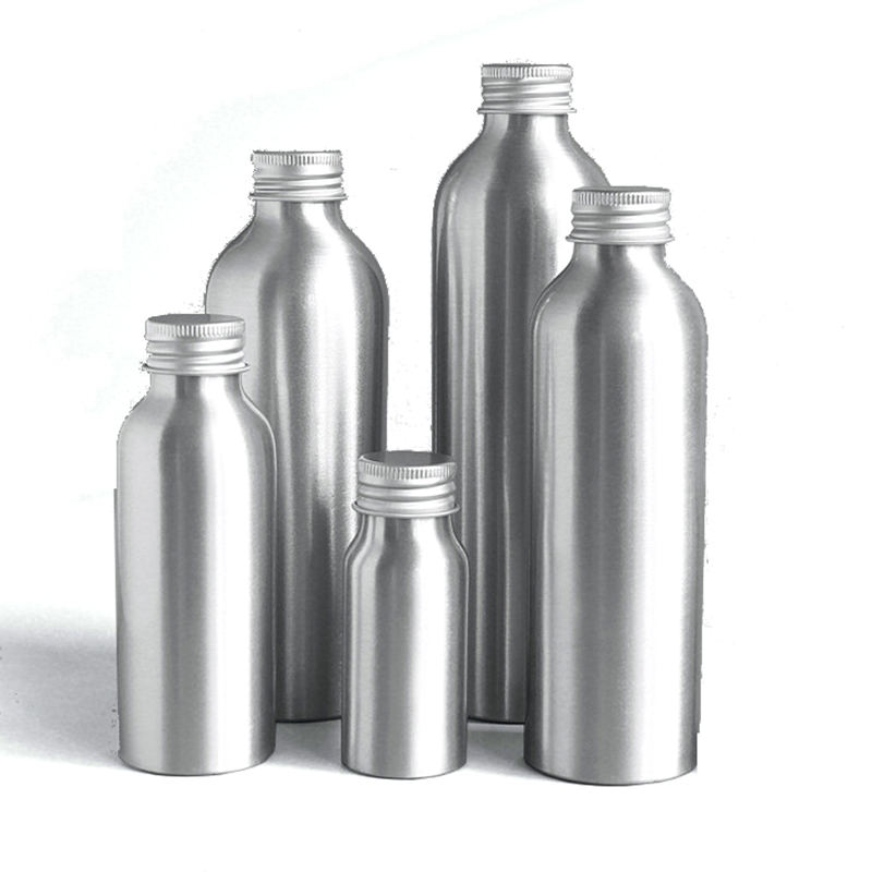 free sample 30ml 50ml 100ml 120ml 150ml 250ml 500ml metal aluminum bottle with metal screw cap for Cosmetic Oil