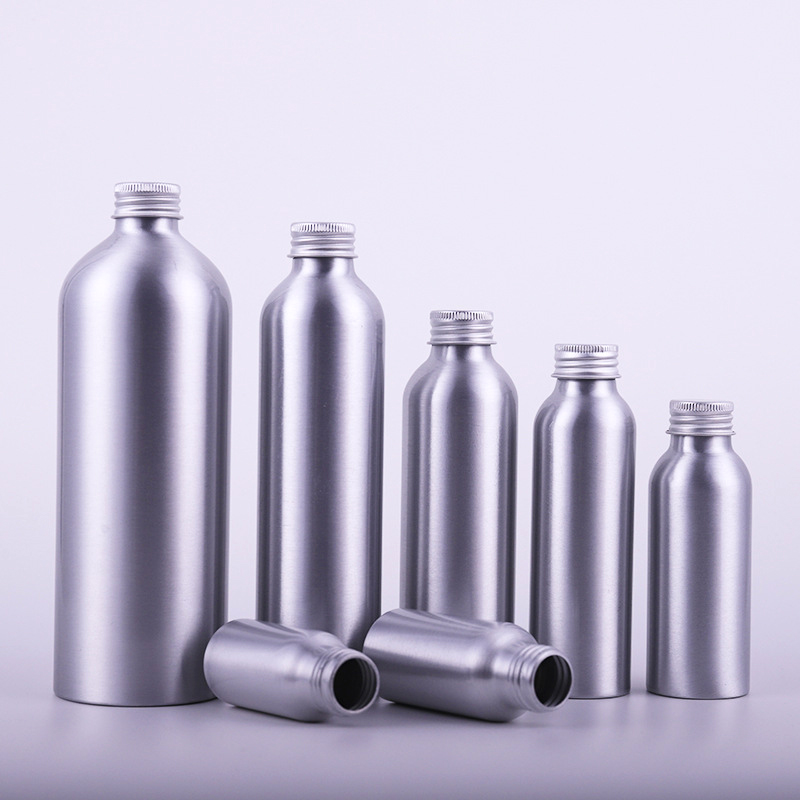 free sample 30ml 50ml 100ml 120ml 150ml 250ml 500ml metal aluminum bottle with metal screw cap for Cosmetic Oil