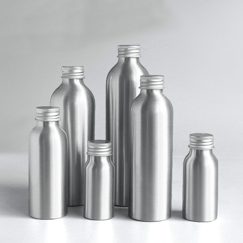 free sample 30ml 50ml 100ml 120ml 150ml 250ml 500ml metal aluminum bottle with metal screw cap for Cosmetic Oil