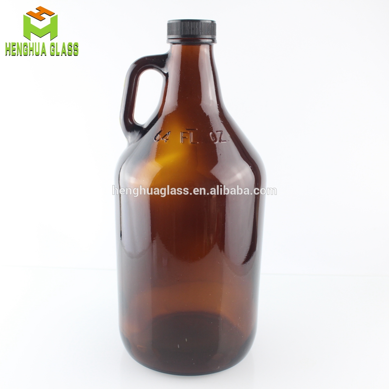 free sample 32oz 1000ml 1 liter amber growler glass bottles for kombucha and beer with handle