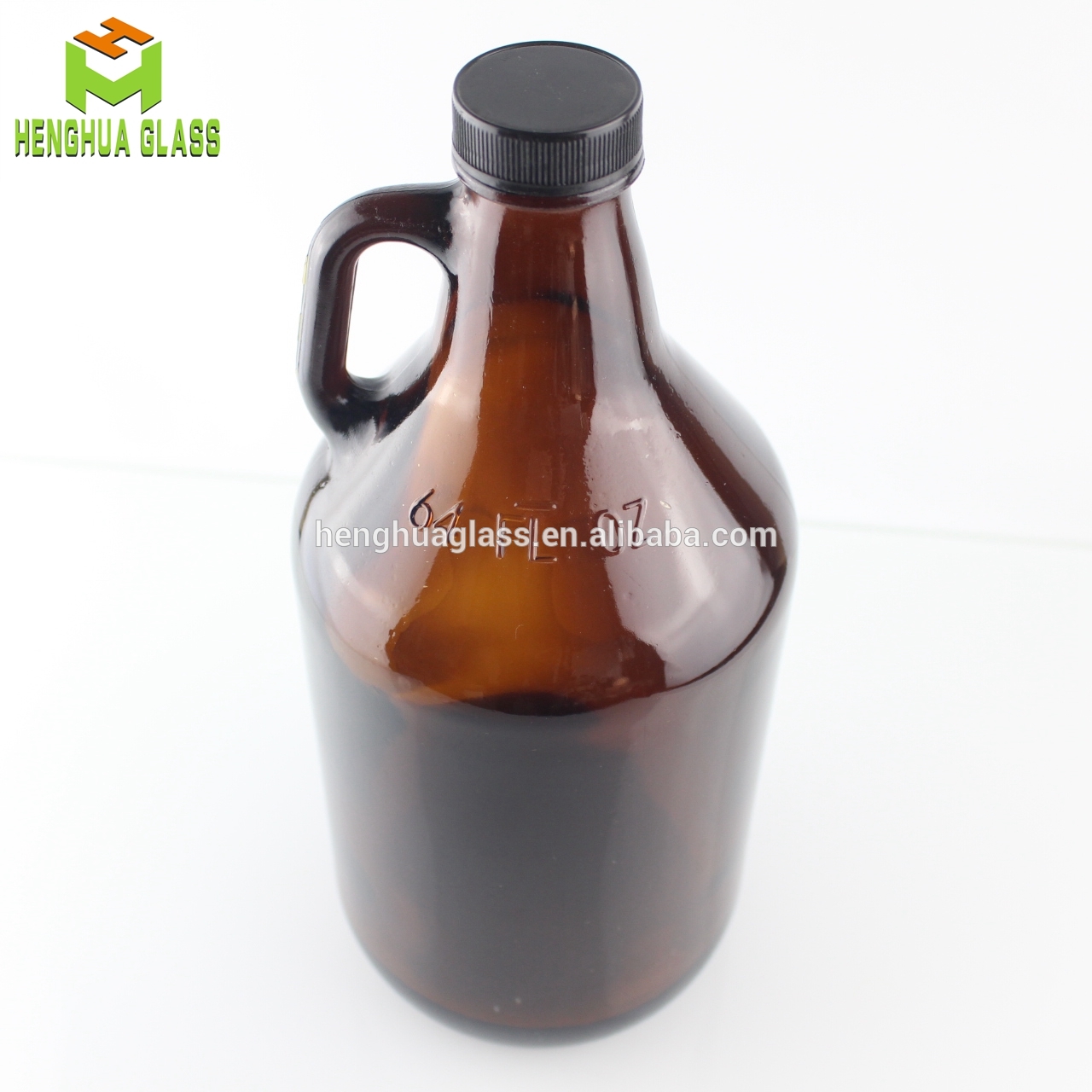 free sample 32oz 1000ml 1 liter amber growler glass bottles for kombucha and beer with handle