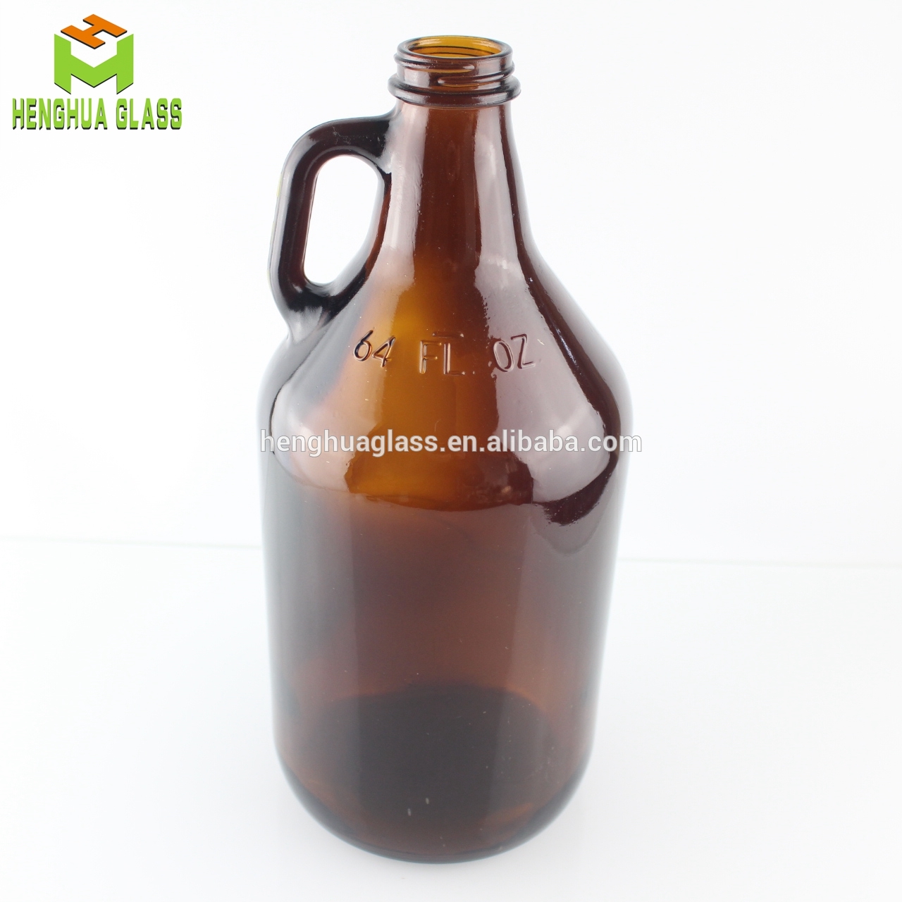 free sample 32oz 1000ml 1 liter amber growler glass bottles for kombucha and beer with handle