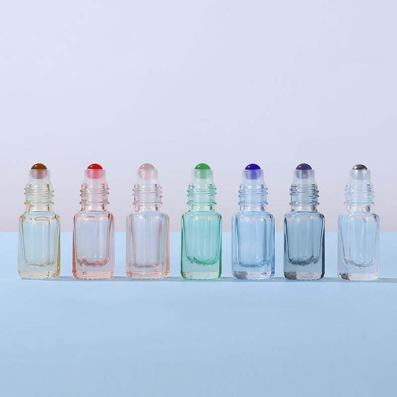 free sample 3ml colored star anise ball bottle glass colored bead essence oil bottle perfume Eight side bottle
