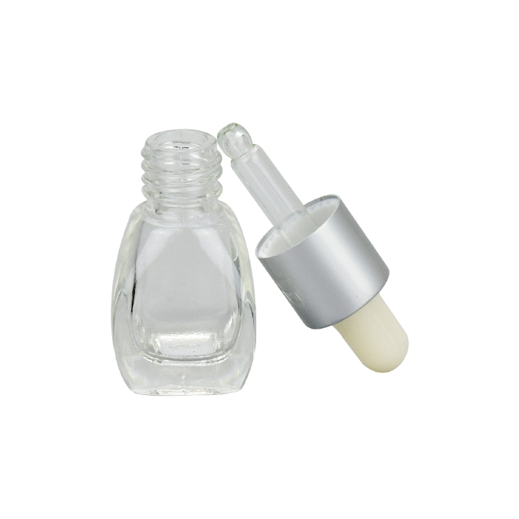 free sample 4ml clear glass empty facial skin essence oil serum bottle with silver metal dropper