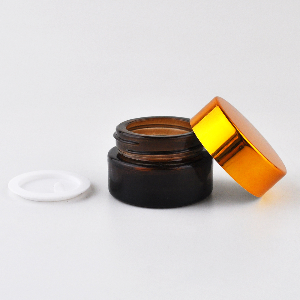free sample 5g cosmetic black cap amber glass cream jar for skin care