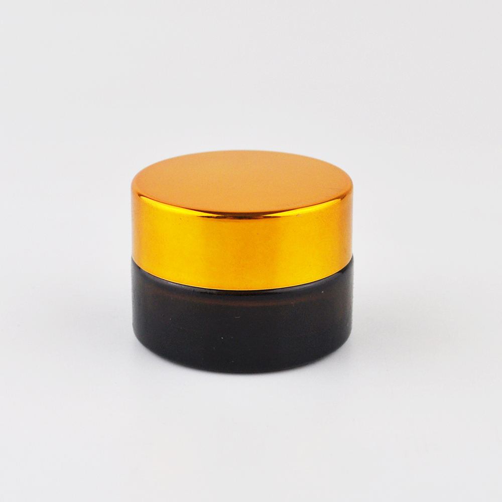 free sample 5g cosmetic black cap amber glass cream jar for skin care