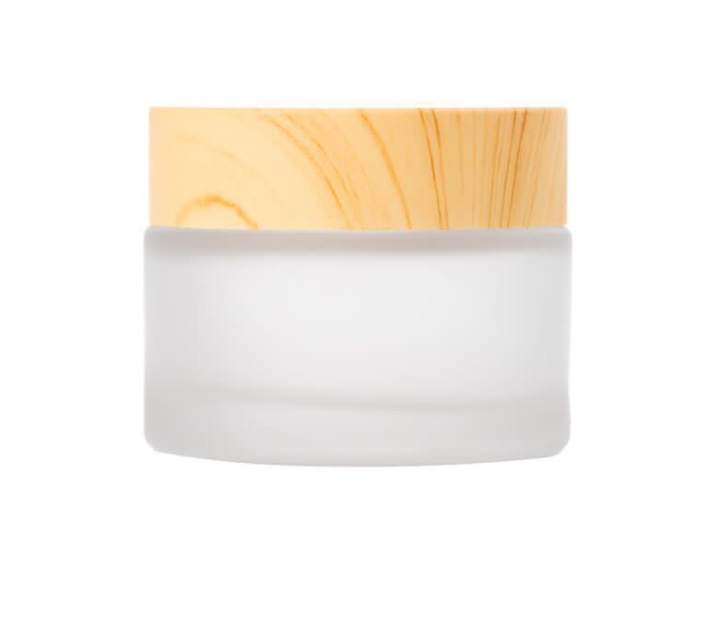 free sample Frosted Glass Bottle with Bamboo Lid Empty Cream Jars Eye shadows Makeup Creams