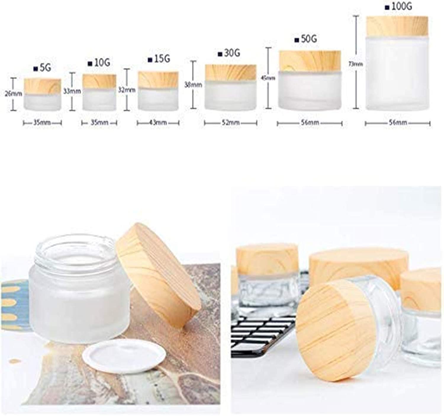 free sample Frosted Glass Bottle with Bamboo Lid Empty Cream Jars Eye shadows Makeup Creams