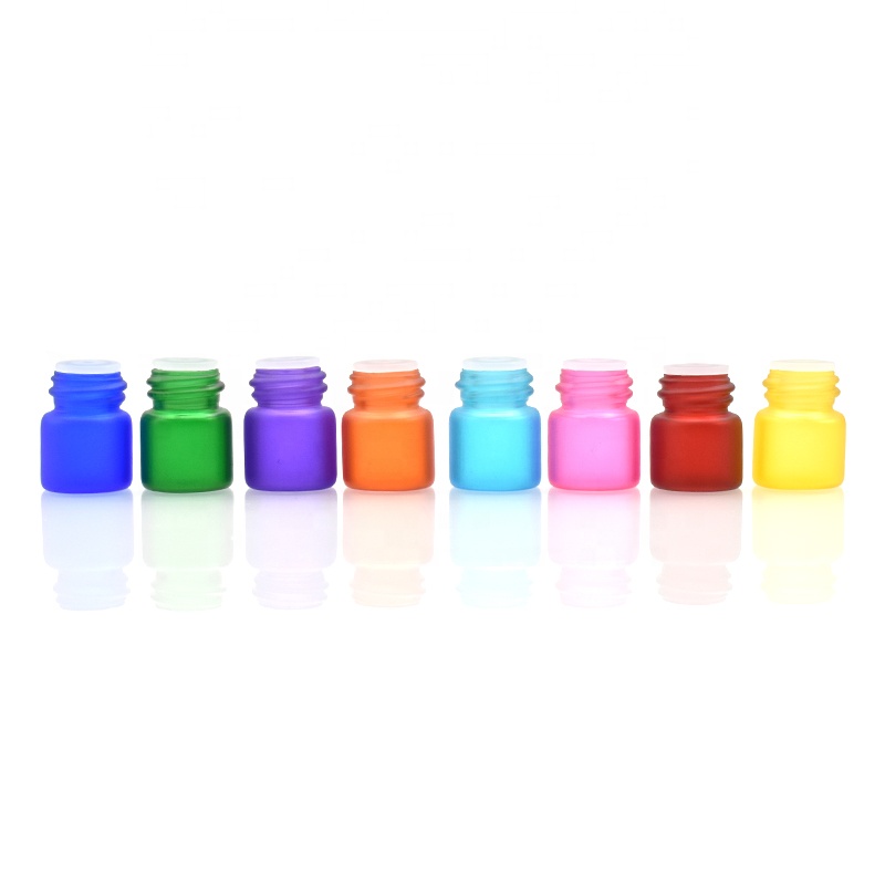 free sample colorful 1ml glass vials with orifice reducer for essential oil perfume packing sample bottles 1ml