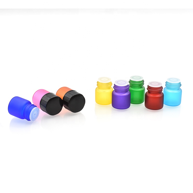 free sample colorful 1ml glass vials with orifice reducer for essential oil perfume packing sample bottles 1ml