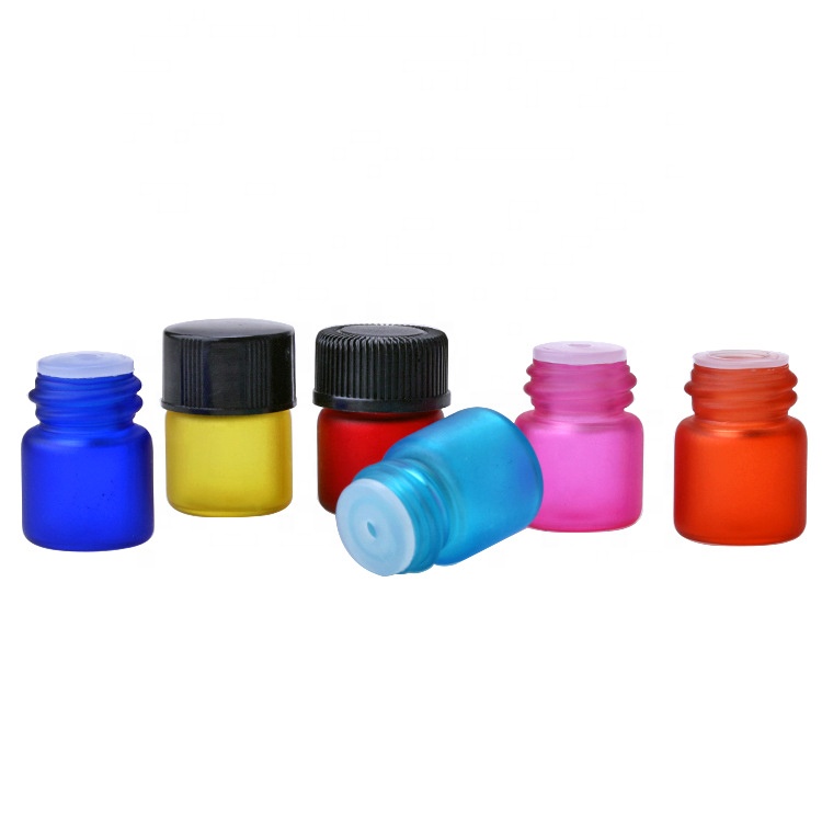 free sample colorful 1ml glass vials with orifice reducer for essential oil perfume packing sample bottles 1ml
