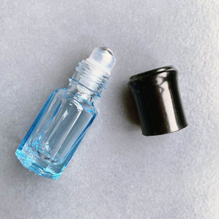 free sample empty round octagonal clear perfume glass roller bottle 3ml 6ml 10ml roll on bottle with aluminum cover