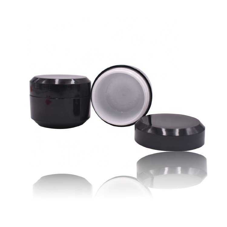 free sample good quality double wall pp jar black cream jar cosmetic package 15g 20g 30g plastic jar black