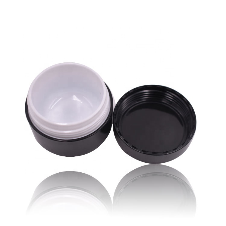 free sample good quality double wall pp jar black cream jar cosmetic package 15g 20g 30g plastic jar black