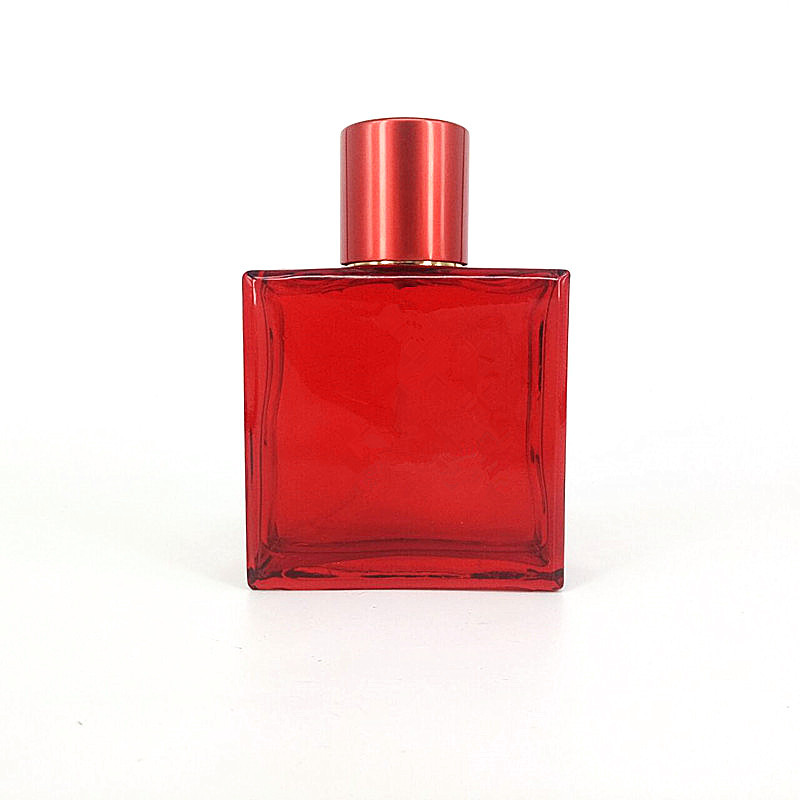 free sample popular square perfume glass bottle 50ml  perfume bottles 2021  red perfume bottle