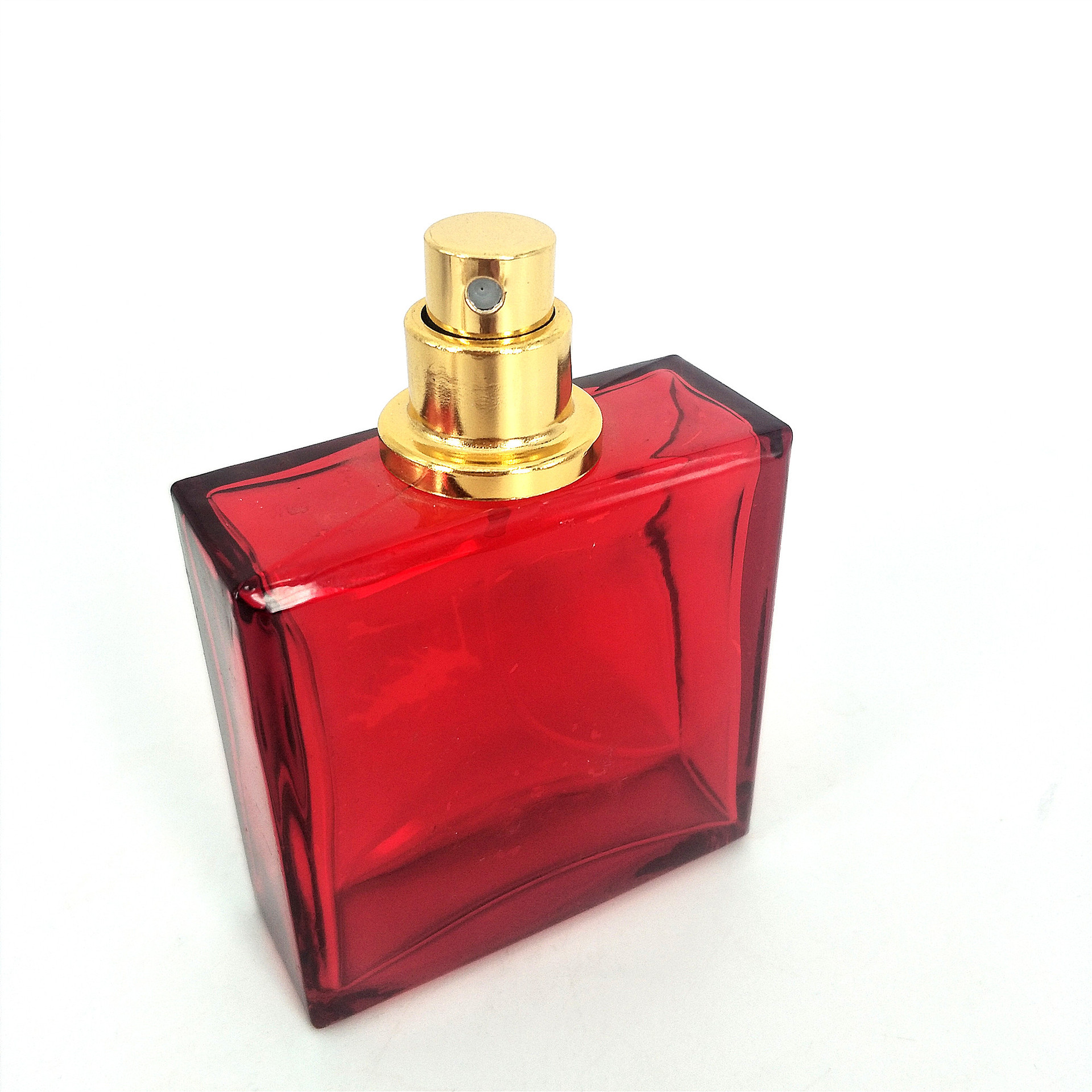 free sample popular square perfume glass bottle 50ml perfume bottles 2021 red perfume bottle