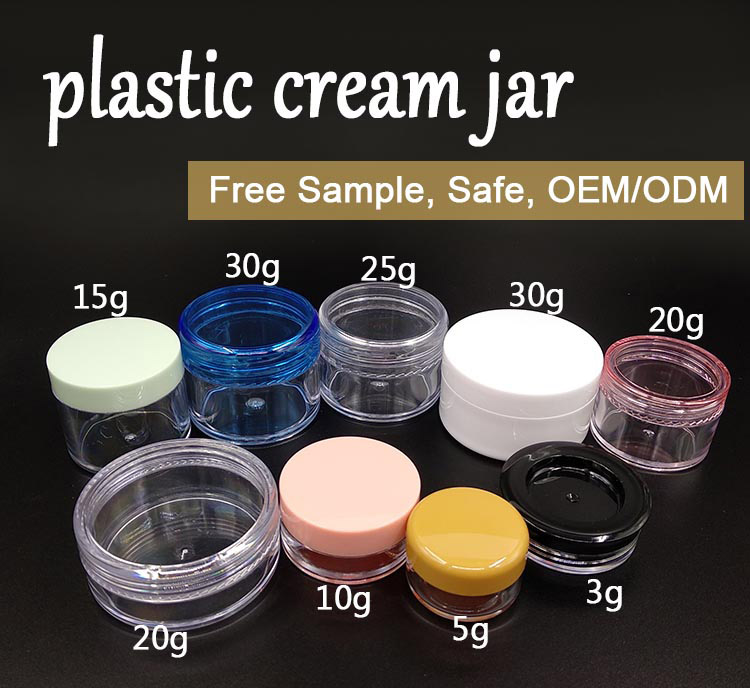 free sample ps empty flat 30 ml 5g 15g 10g 30ml plastic eye small containers ps cream jar for cosmetic