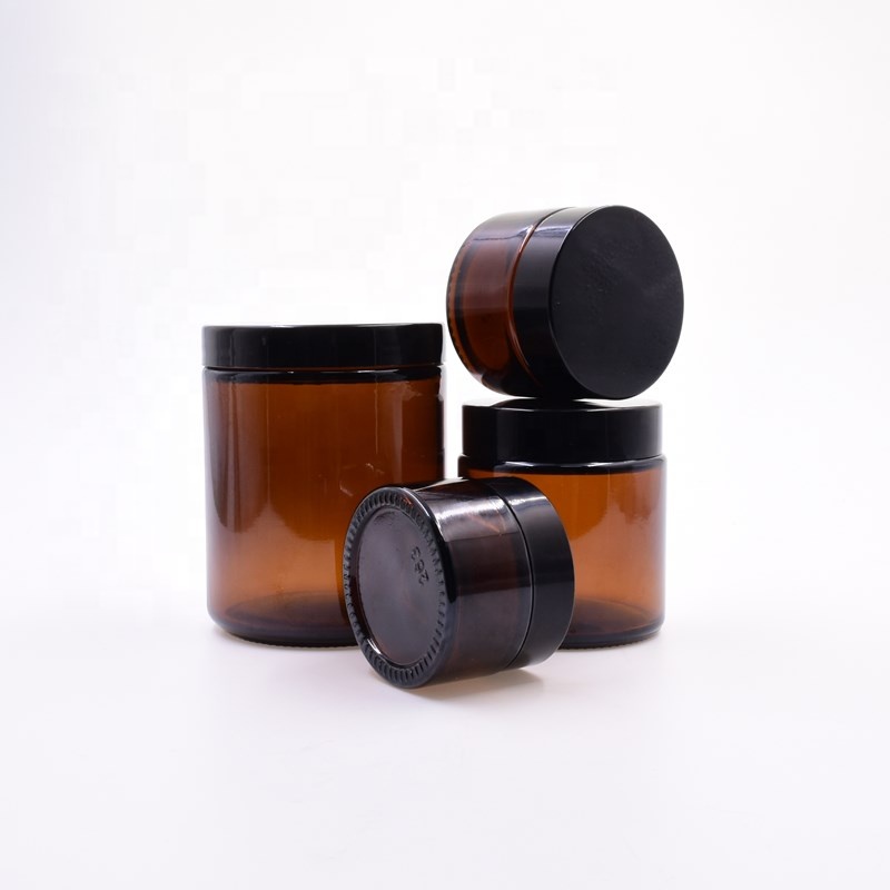 free sample round amber candle 250ml 120ml cosmetics jar containers and packaging weed cbd jar flower glass jar with plastic lid