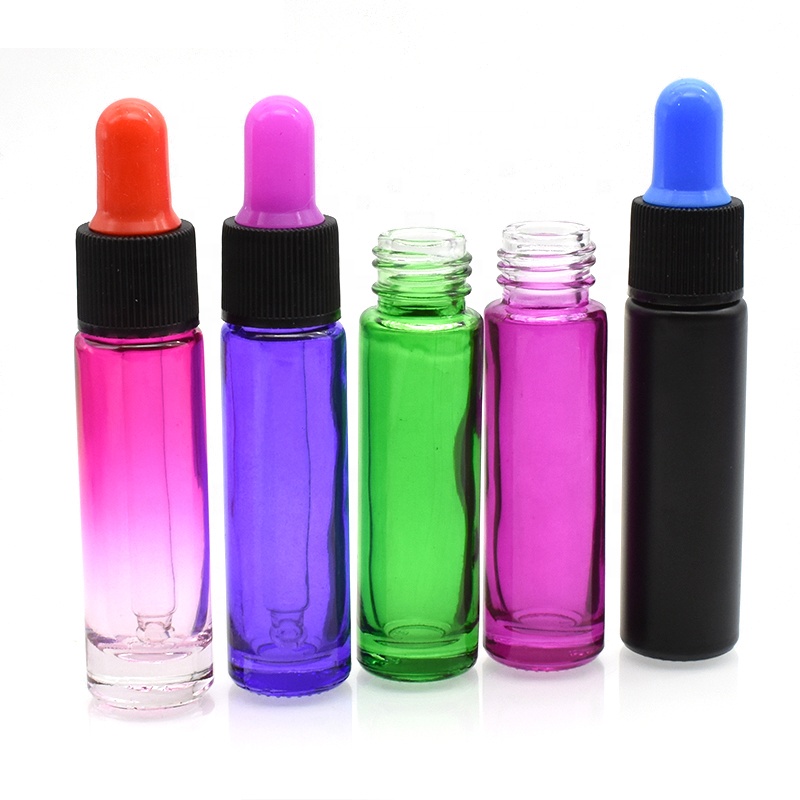 free sample slim cylinder 10ml slim shape cosmetic glass vials dropper bottle