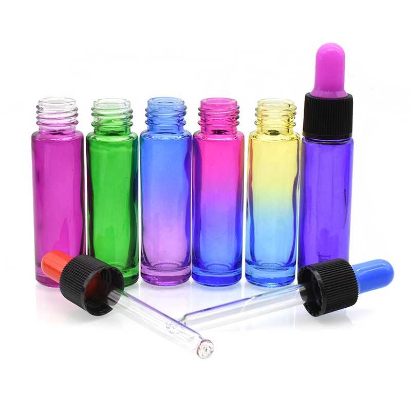 free sample slim cylinder 10ml slim shape cosmetic glass vials dropper bottle