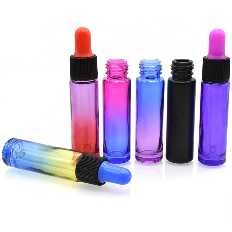 free sample slim cylinder 10ml slim shape cosmetic glass vials dropper bottle