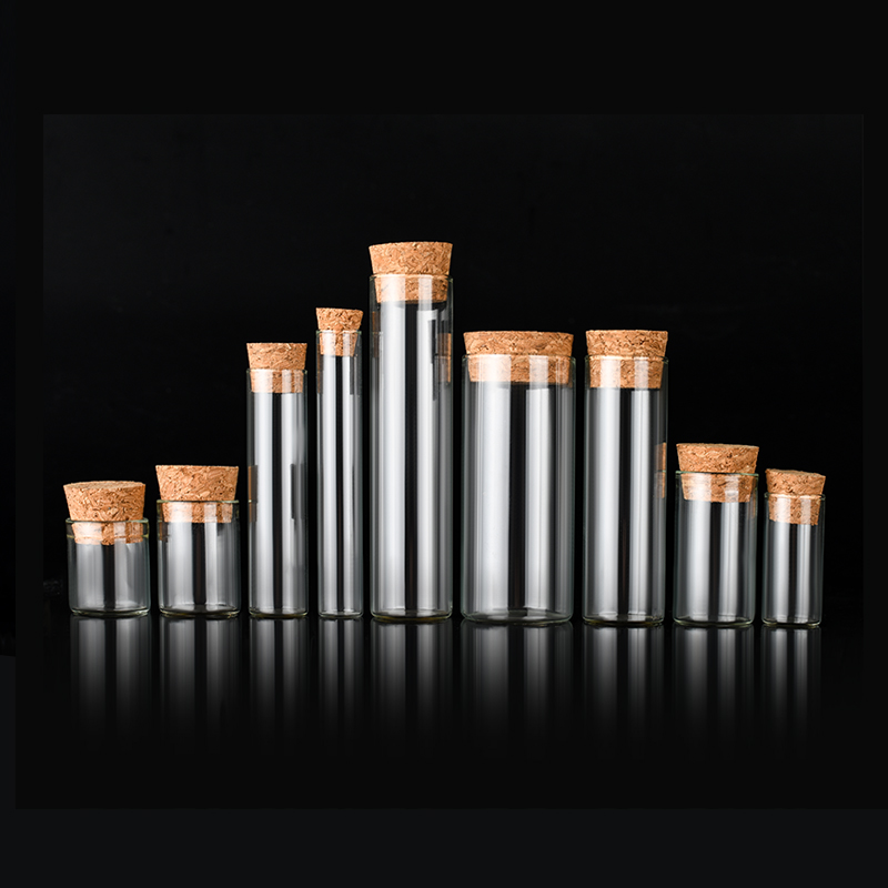 free sample small 5ml 10ml 15ml 20ml 30ml clear amber glass bottle with wooden cork stopper