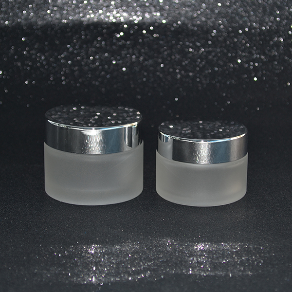 free samples 15g 30g 50g frosted clear cosmetic glass jar with black metal screw cap wholesale