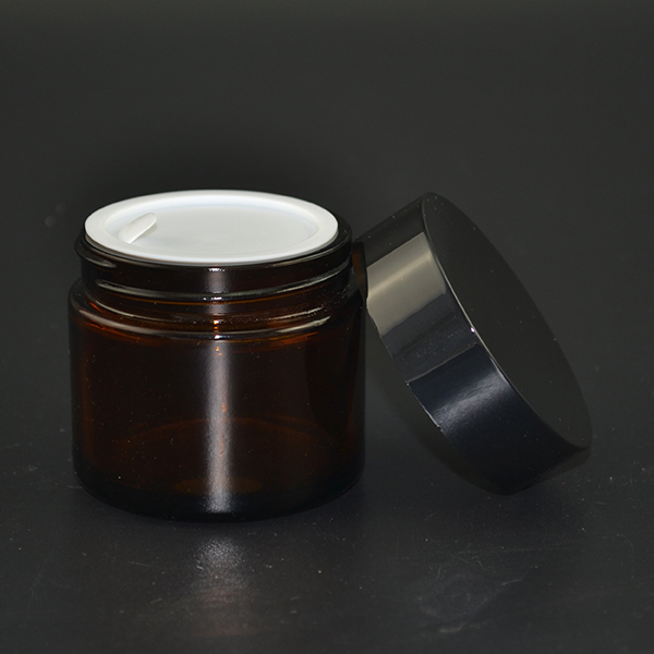 free samples customized luxury glass cosmetic jar amber glass jar wide mouth