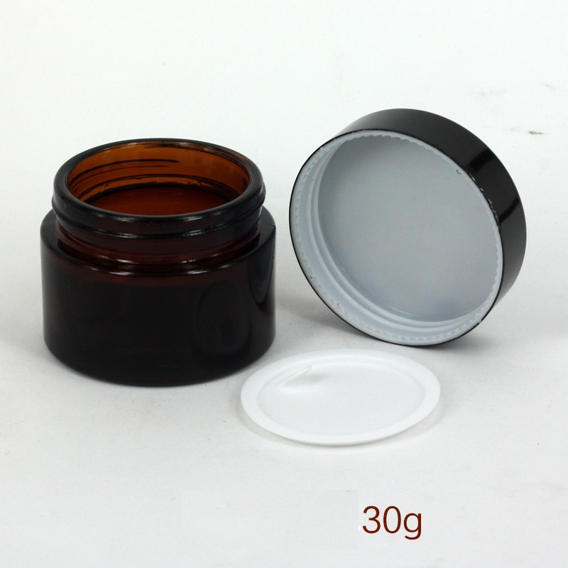 free samples customized luxury glass cosmetic jar amber glass jar wide mouth