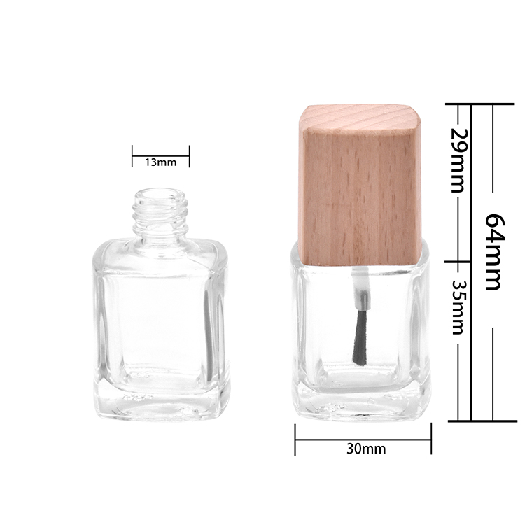 free samples wooden cap nail polish glass bottle with cap brush 0.5oz square empty nail bottles wholesale