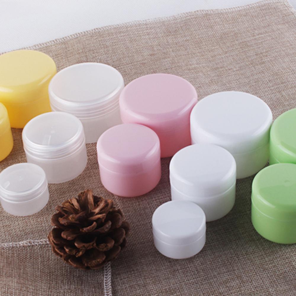 free shipping 10g 20g 30g 50g 100g Colorful Face Cream Jars Pot Travel Plastic Empty Cute Cosmetic Sample Containers