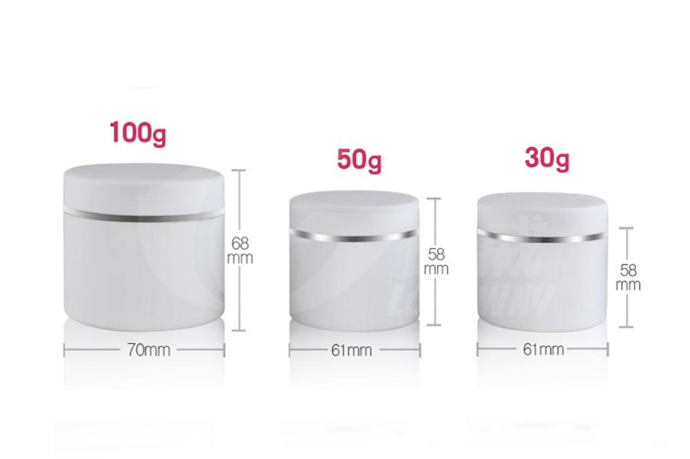 free shipping 30g 50g 100g Double layer cream jar,cosmetic jar,plastic jar Empty Cosmetic Containers with silver line cosmetic