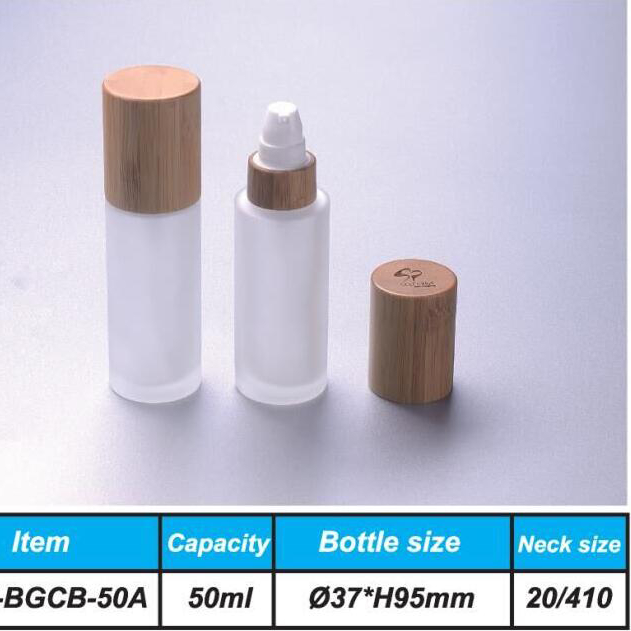 free shipping 30ml 50ml 100ml 120ml Frost Glass Bottle with bamboo Lotion Pump Emulsion Pump Bottles Empty Cosmetic Packaging
