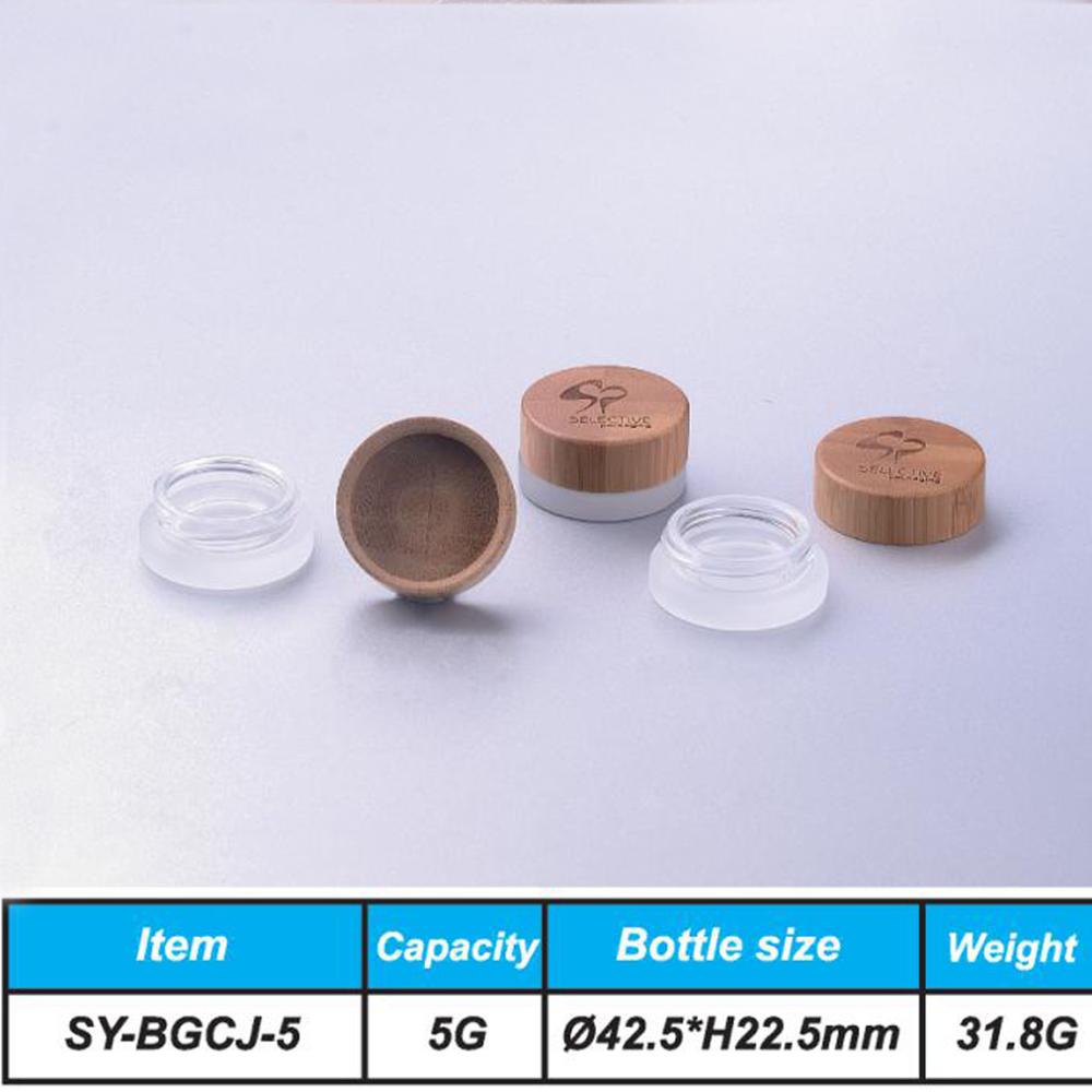 free shipping 5g 15g 30g 50g 100g matte glass cream jar empty cosmetics jars sub-bottle for cosmetic packaging with bamboo cap