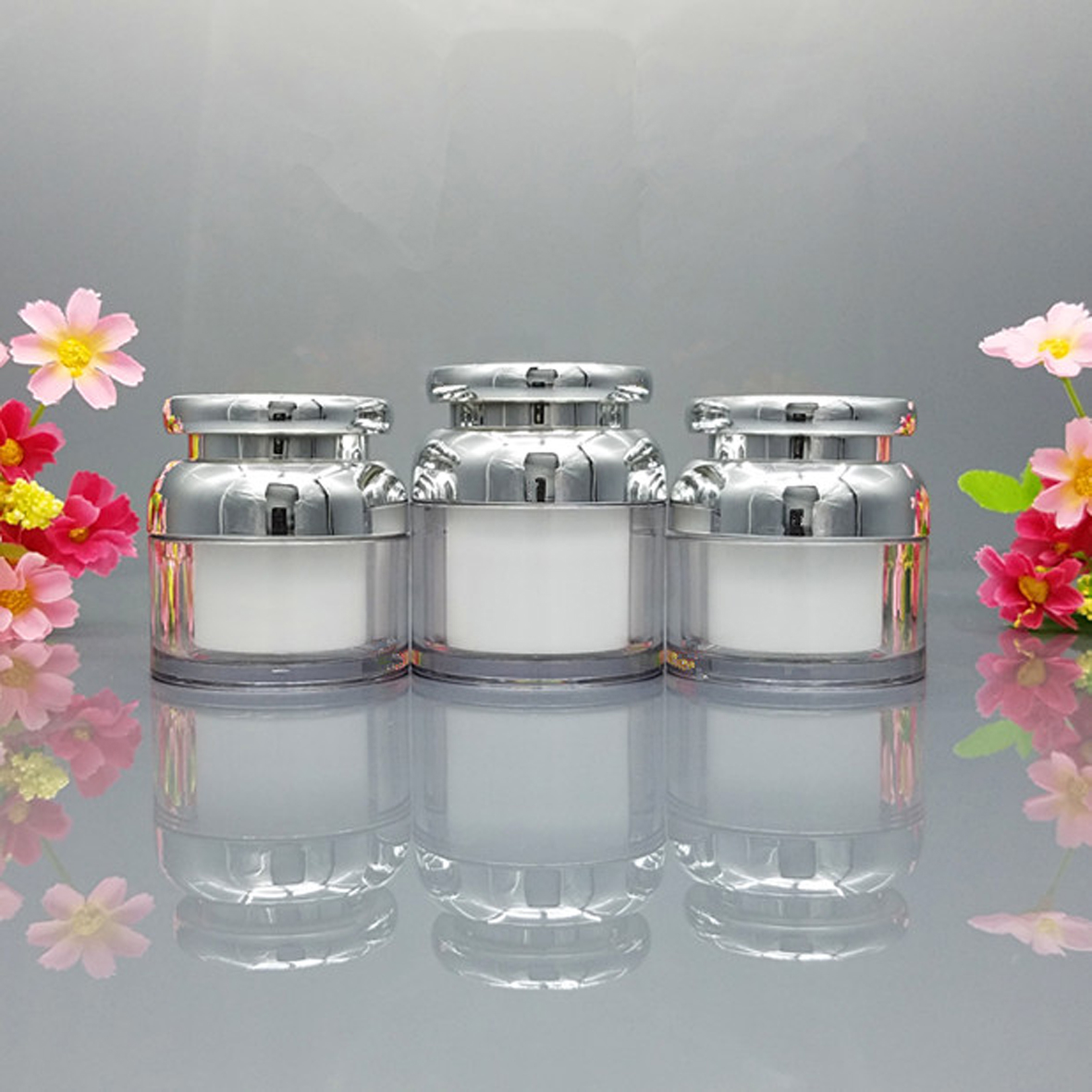 free shipping Cosmetic Container Cube Acrylic Jar pink white Cream Pot Makeup Sample Jars empty golden beauty cream container