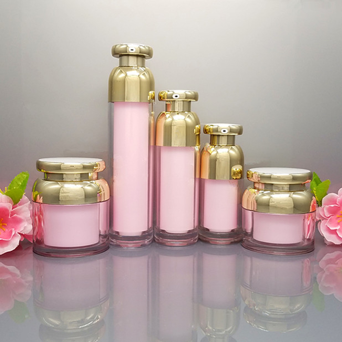 free shipping Cosmetic Container Cube Acrylic Jar pink white Cream Pot Makeup Sample Jars empty golden beauty cream container