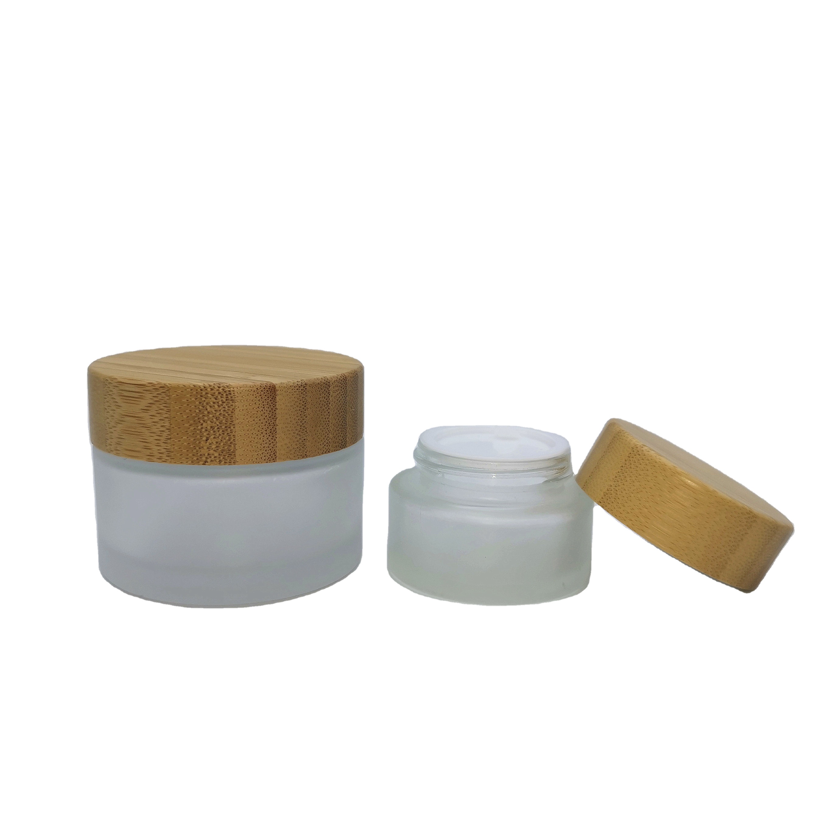 friendly logo engraving cosmetic cream PP inner Bamboo Wood jar lids bamboo cosmetic jar Suppliers