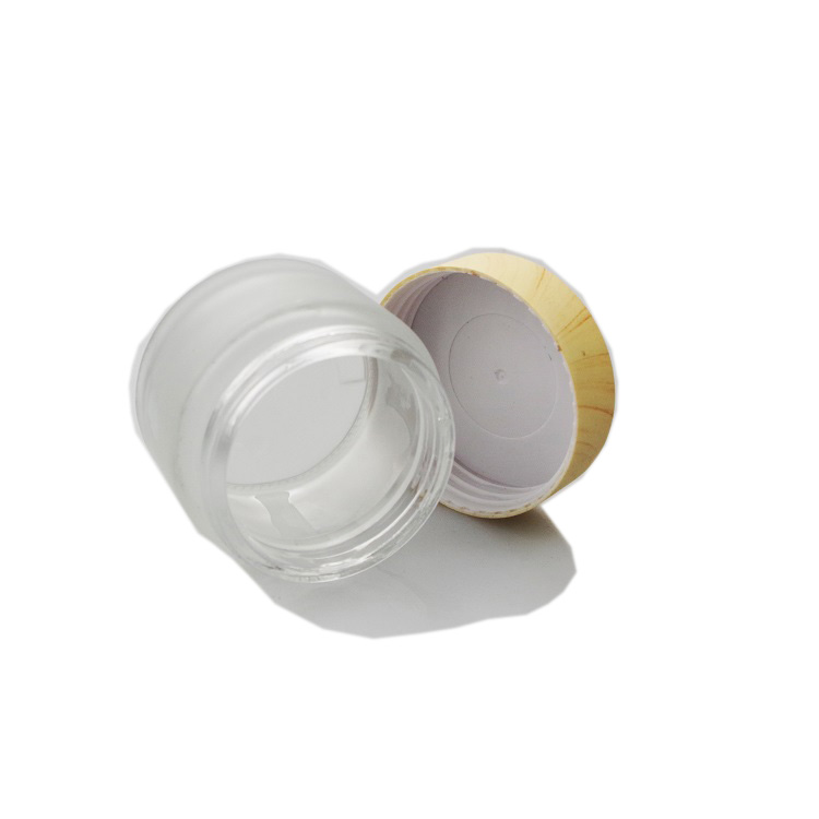 frost glass cosmetic cream jar dropper bottle lotion spray nail polish glass bottle with plastic bamboo cap lid