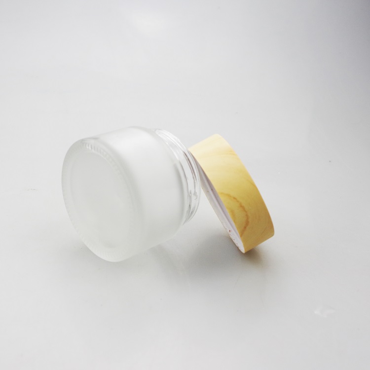 frost glass cosmetic cream jar dropper bottle lotion spray nail polish glass bottle with plastic bamboo cap lid