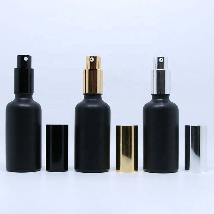 frost glass serum bottle white black cosmetic bottle essential oil bottle with spray
