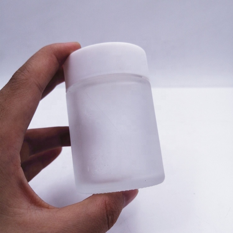 frost storage bottle vitamin pack 60ml 2oz Safe eco wide mouth clear glass jar herb weeds with white color child proof lid
