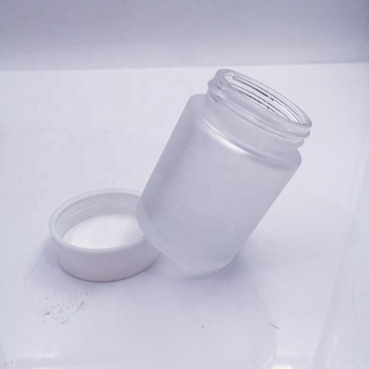 frost storage bottle vitamin pack 60ml 2oz Safe eco wide mouth clear glass jar herb weeds with white color child proof lid