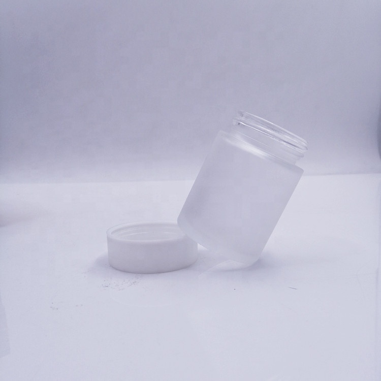 frost storage bottle vitamin pack 60ml 2oz Safe eco wide mouth clear glass jar herb weeds with white color child proof lid