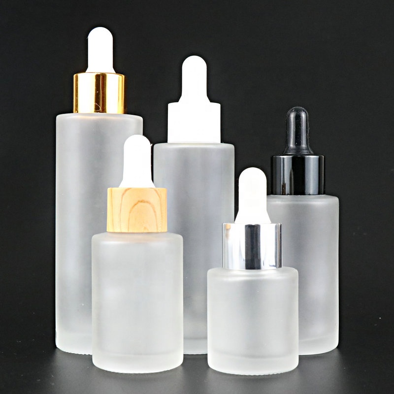 frosted 1 oz 1oz 30 ml 30ml flat shoulder cylinder glass dropper bottle for serum essential oil