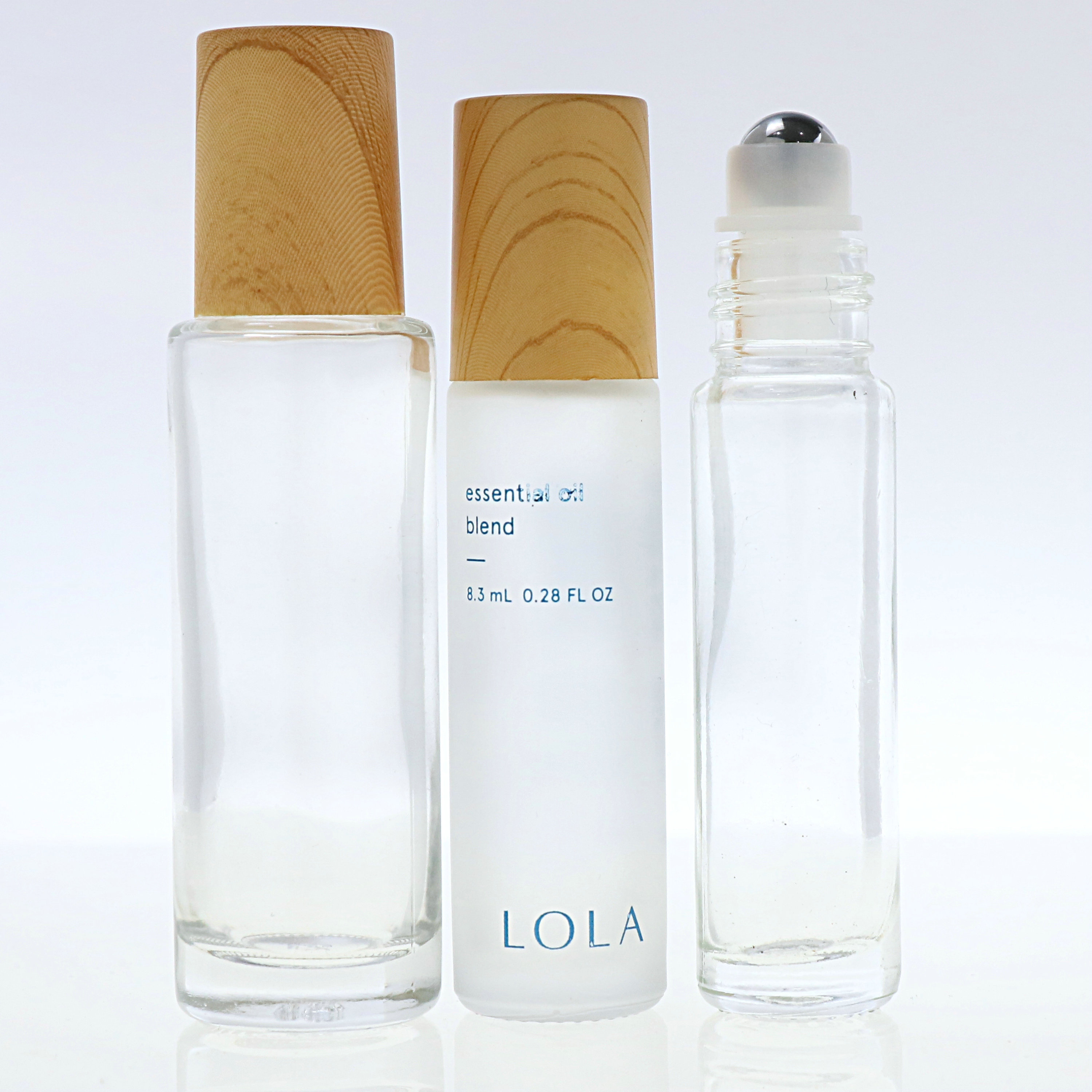 frosted amber clear blue roll on glass 5ml 8ml 10ml roller bottle with black white gold silver aluminum cap