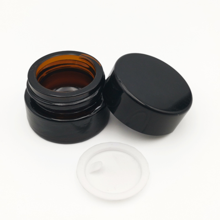 frosted amber cosmetic glass cream jar 30ml 50ml essential oil glass dropper bottle with black aluminum lid