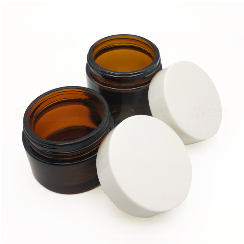 frosted amber cosmetic glass cream jar 30ml 50ml essential oil glass dropper bottle with black aluminum lid